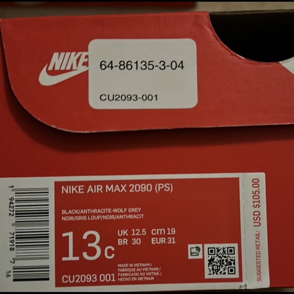 Kids NIKE AIR MAX 2090 (PS). Size 13c - Picture 6 of 6